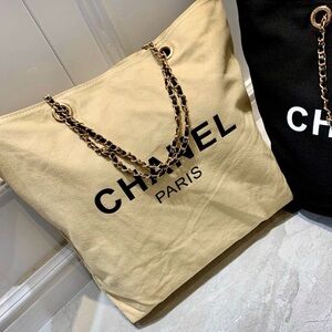 New Chanel Fragrance GWP Canvas Tote Gift Bag With Chain And Magnetic closure